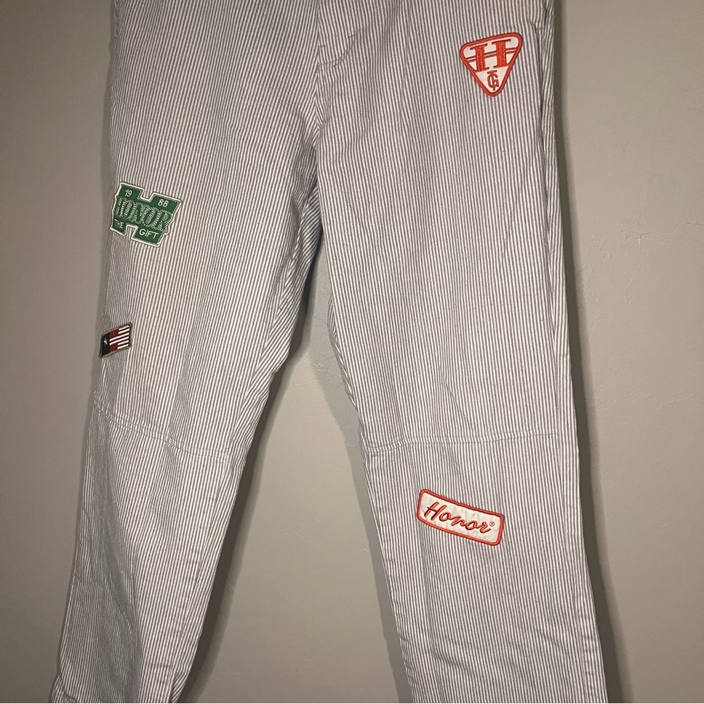 Honor the Gift Mechanic Uniform Striped Sports Patchwork Streetwear Pants - Picture 6 of 15